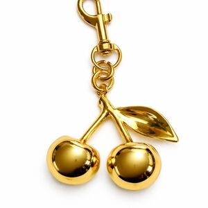 🍒✨Gold Cherry Bag Charm Keychain Purse Charm Glossy Statement Accessory